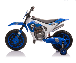lot 206 image: Aosom 12V Kids Motorcycle w Treaded Tires, 5mph Top Speed Electric Bike for Kids, Ride On Motorcycle w Training Wheels, Battery Charger, Spring Suspension, Blue