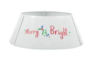 lot 302 image: Homcom - Steel Christmas Tree Collar Ring Skirt, 26x26x11 Inch Home Decoration - White