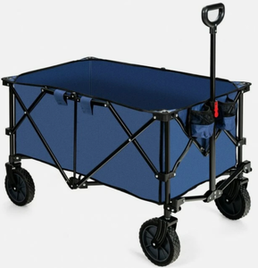 lot 348 image: Folding Collapsible Wagon Utility Camping Cart Adjustable Handlebar Wheels Navy