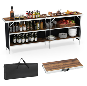 lot 30 image: costway Aluminum Portable Picnic Table with 2-Tier Open Shelves and Spacious Tabletop