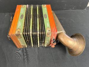 lot 2 image: Vintage M. Hohner Accordion with Brass Horn and Steel Bronze Reeds
