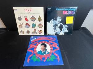Elvis Presley Vinyl LP Christmas Album Lot with Empty "C'mon Everybody" Jacket