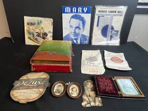 lot 12 image: Antique and Vintage Ephemera Collection with Flour Sacks, Sheet Music, Photos, and Memorabilia