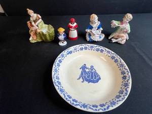 lot 28 image: Vintage Figurines Inc Aunt Jamima, Universal Camwood Ivory Plate, and Allertons Collectible Shaker Lot