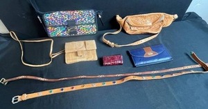 lot 32 image: Collection of Vintage Leather Bags, Belts, Wallets, and Accessories