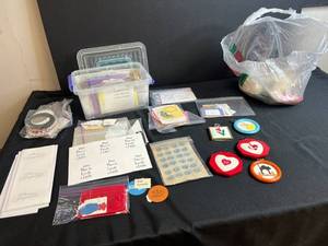 lot 44 image: Collection of Handmade Cross-Stitch Ornaments and Craft Supplies