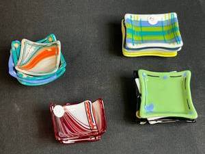 lot 54 image: Collection of Colorful Fused Glass Trinket Dishes