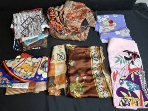 lot 70 image: Collection of Assorted Vintage Silk Scarves and Japanese Textiles