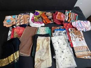 lot 146 image: Collection of Assorted Vintage Silk and Patterned Scarves