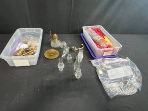 lot 169 image: Collection of Mini Lamp Parts, Chimneys, Wicks, and Soldering Wire