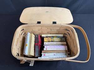 lot 83 image: Woven Wood Picnic Basket with Collection of Inspirational Books