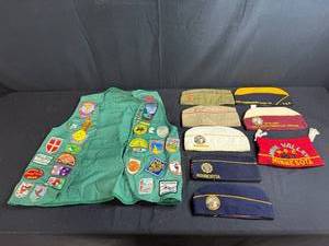 lot 87 image: Collection of Vintage Legion Caps and Patch Vest Minnesota & Boy Scouts