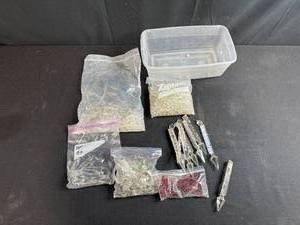 lot 113 image: Assorted Lot of Vintage Chandelier Prisms and Crystal Parts