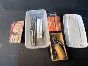 lot 202 image: Lot of Vintage and Modern Drill Bits, Spade Bits, and Tapered Reamers with Storage Cases