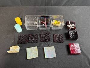 lot 238 image: Collection of Handmade Glass Coasters and Table Accessories