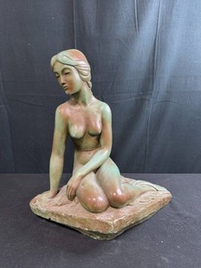 lot 244 image: Art Deco Style Kneeling Nude Woman Sculpture 13 Inch Tall