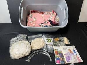 lot 282 image: Large Lot of Vintage Sewing Patterns, Lace Doilies, Buttons, and Craft Supplies