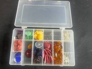 lot 291 image: Assorted Decorative Craft Gems and Stones in Organizer Box