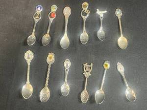 lot 296 image: Collection of 12 Souvenir Collector Spoons with Decorative Handles