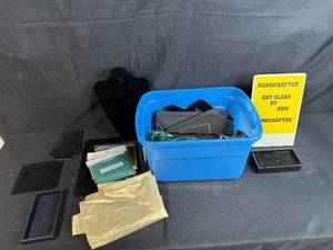 lot 318 image: Lot of Jewelry Display Stands, Velvet Pads, and Showcase Accessories with Storage Bin