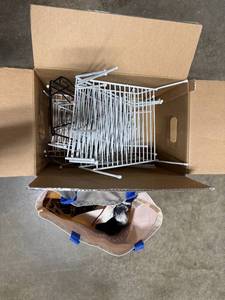 lot 319 image: Lot of Wire Shelving Racks and Assorted Wooden Clothes Hangers