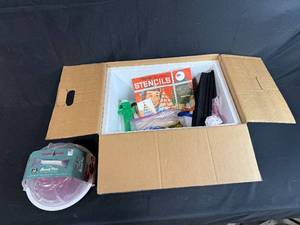 lot 321 image: Vintage Glass Wax Christmas Stencils and Nordic Ware Bundt Pan with Cake Keeper