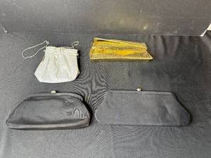 lot 331 image: Set of Vintage Evening Clutches and Pouches - Black, Silver, Gold