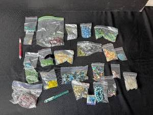 lot 335 image: Large Mixed Lot of Glass and Acrylic Beads in Assorted Colors and Shapes