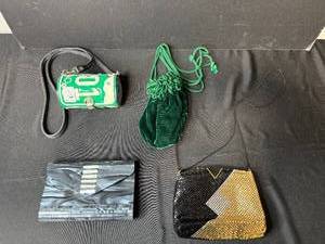 lot 342 image: Collection of 4 Vintage and Unique Handbags Including License Plate Purse