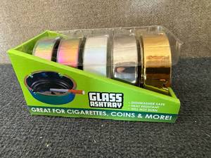 lot 74 image: 5 Plated Glass Ashtrays