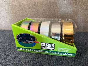 lot 75 image: 5 Plated Glass Ashtrays