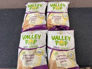 lot 179 image: 4 Bags Of Valley Pop Parmesan Roasted Garlic Popcorn