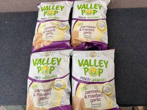 lot 180 image: 4 Bags Of Valley Pop Parmesan Roasted Garlic Popcorn