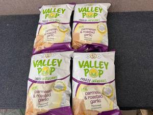 lot 183 image: 4 Bags Of Valley Pop Parmesan Roasted Garlic Popcorn