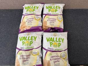 lot 184 image: 4 Bags Of Valley Pop Parmesan Roasted Garlic Popcorn