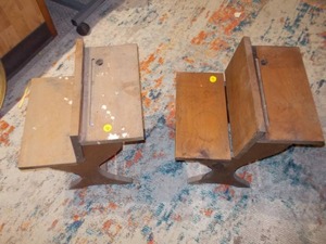 lot 20 image: These are vintage childrens wooden school desks,