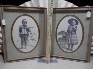 lot 51 image: This is a set of two vintage framed prints by Joanne Thompson