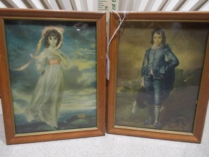 lot 53 image: This set includes framed prints of the famous paintings Pinkie by Sir Thomas Lawrence and The Blue Boy by Thomas Gainsborough