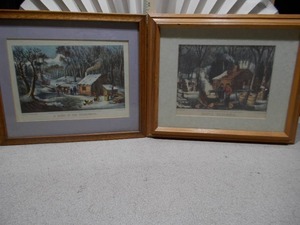 lot 56 image: These are framed prints of Currier & Ives lithographs
