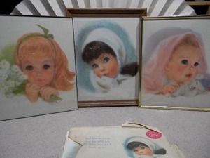 lot 66 image: These are vintage American Beauties prints by artist Frances Hook, used as advertising giveaways by Northern Tissue Paper Mills in the 1960s