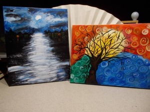 lot 67 image: These are two acrylic paintings on canvas