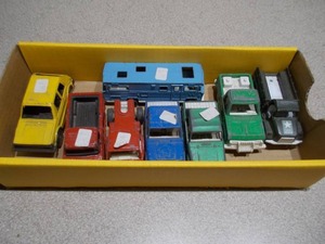 lot 74 image: The image shows a collection of vintage die-cast toy vehicles, likely from the Tootsietoy brand