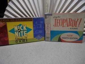 lot 83 image: The image shows two vintage board games the Nick at Nite Classic TV Trivia Game and the Jeopardy Game.