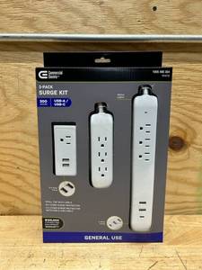 lot 131 image: 4 ft. Multiple Outlet and Wall Mounted Surge Protector Set (3-Pack)