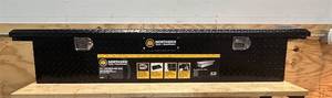lot 224 image: Northern Tool Slim Low Profile Crossover Truck Tool Box - Aluminum, Gloss Black, Paddle Latches, 69in. x 12in. x 13in. (Sold as is)
