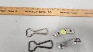 lot 29 image: Lot of 4 Vintage Bottle Openers(Hamms,Hamms,Schlitz,Hamms)