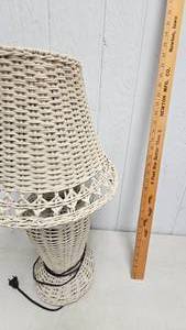 lot 59 image: Wicker Lamp with Shade, Tested and Works