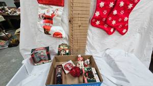 lot 88 image: Coca Cola Themed Christmas Lot, Stockings, Ornaments, Etc