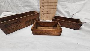 lot 91 image: Lot of 3 Wood Cheese Boxes, Kraft, Land O Lakes, Fairmonts
