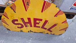 Large Porcelain SHELL sign as Pictured+B102B84:B101B84:BB84:B143